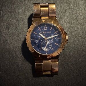 Michael Kors Rose Gold Watch with Blue Dial